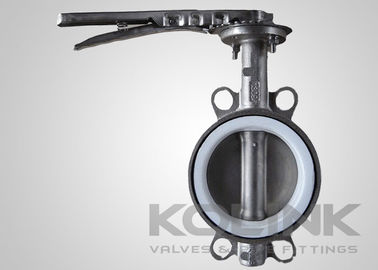 2pc PTFE সিটেড বাটারফ্লাই ভালভ কনসেন্ট্রিক, ওয়েফার ল্যাগড ফ্ল্যাঞ্জড ডুকটাইল আয়রন
